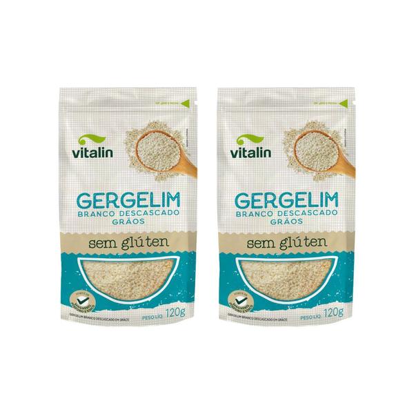 Kit 2 Gergelim Branco Descascados Sem Gluten Vitalin 120g Imagem de Kit 2 Gergelim Branco Descascados Sem Gluten Vitalin 120g