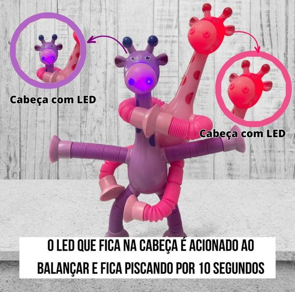 Imagem de Kit 2 Girafinha Pop It Com Led Anti Stress Infantil Fidget