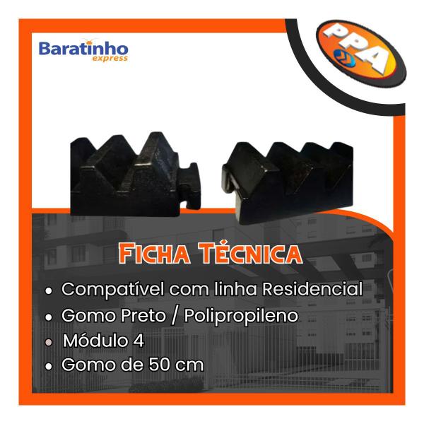 Kit 2 Gomo Cremalheira Preto Módulo 4 Residencial 50cm Ppa Imagem de Kit 2 Gomo Cremalheira Preto Módulo 4 Residencial 50cm Ppa