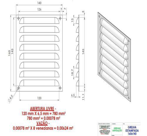 Imagem de Kit 2 Grades De Ventilação Quadrada De Alumínio 14x16 Preto