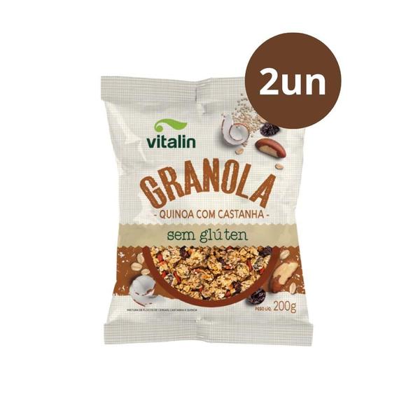 KIT 2 Granola Quinoa com Castanha Sem Gluten Vitalin 200g Imagem de KIT 2 Granola Quinoa com Castanha Sem Gluten Vitalin 200g