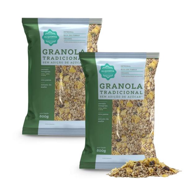 Imagem de Kit 2 Granola Tradicional Integral Sem Açúcar Grande 800g