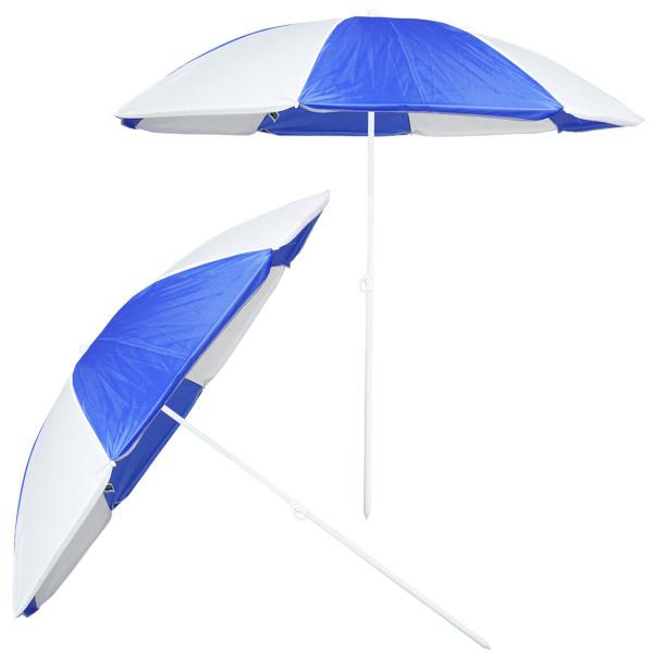 Imagem de Kit 2 Guarda Sol de Praia Piscina Jardim Camping 1,80 Metros Azul/Branco Barato Importway Iwgs-180az