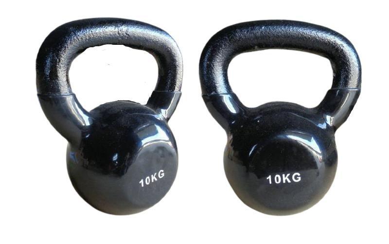 Imagem de Kit 2 Halteres Kettlebell em ferro fundido Pelegrin PEL-10KB Emborrachado 10kg - Preto