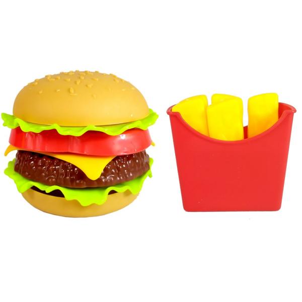 Imagem de Kit 2 Hamburguer e 2 Fritas de Brinquedo Infantil Lanche de Montar