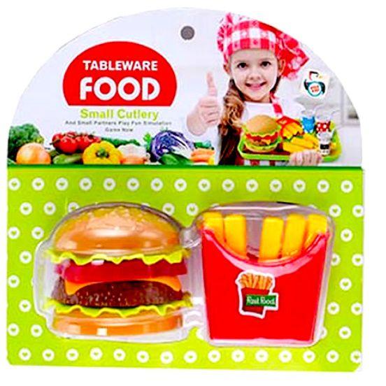 Imagem de Kit 2 Hamburguer e 2 Fritas de Brinquedo Infantil Lanche de Montar