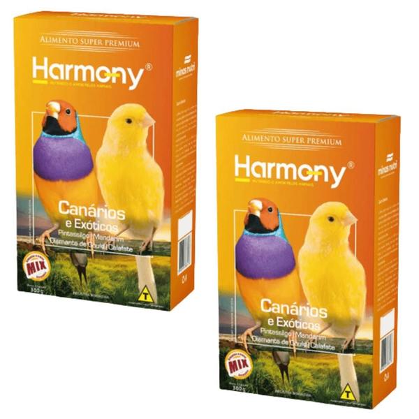 Imagem de Kit 2 Harmony Birds Canários e Exóticos C/ Sementes 300g