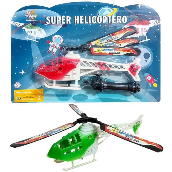 Imagem de Kit 2 Helicópteros Brinquedo Infantil a Corda Voa de Verdade