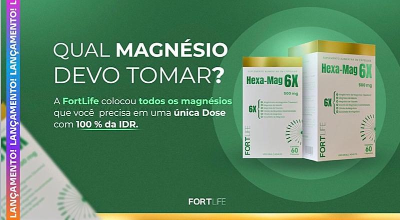 Imagem de Kit 2 Hexa-mag 6x Magnésio 60 Cápsulas - Fortlife