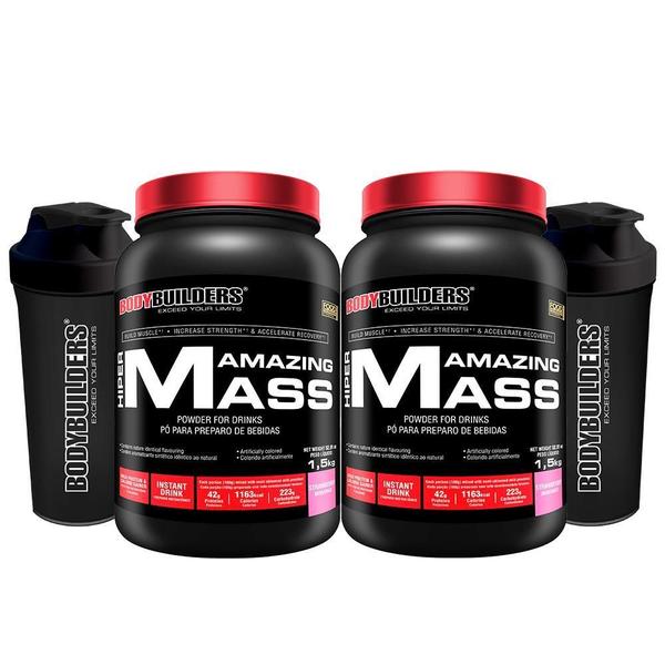 Kit 2 Hipercalórico Hiper Amazing Mass 1,5 Kg - Bodybuilders Imagem de Kit 2 Hipercalórico Hiper Amazing Mass 1,5 Kg