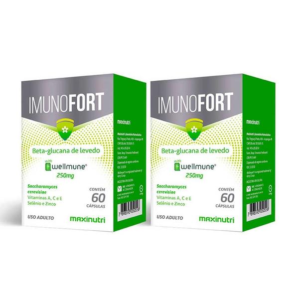 Imagem de Kit 2 Imunofort Wellmune + Vitaminas 60 Capsulas Maxinutri