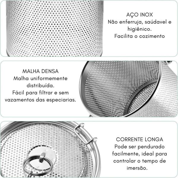 Imagem de Kit 2 Infusor Inox Especiarias Chá Caldo Peneira Coador Sopa