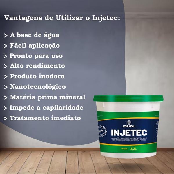 Imagem de Kit 2 Injetec Impermeabilizante Elimina Umidade No Pé Da Parede 3,2L