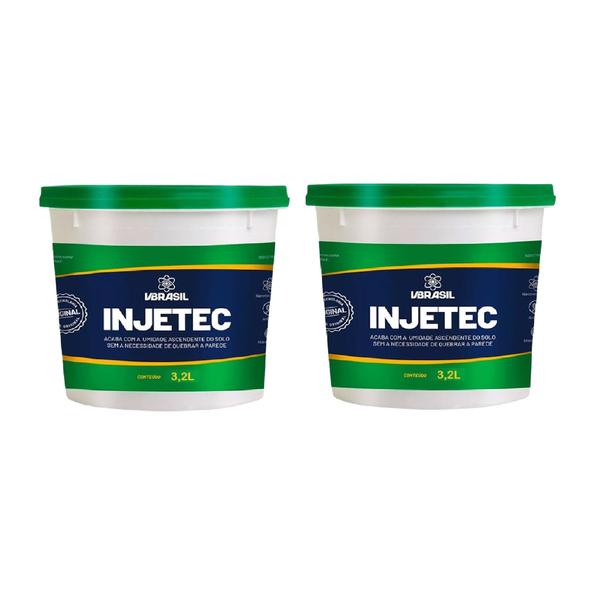 Imagem de Kit 2 Injetec Impermeabilizante Elimina Umidade No Pé Da Parede 3,2L