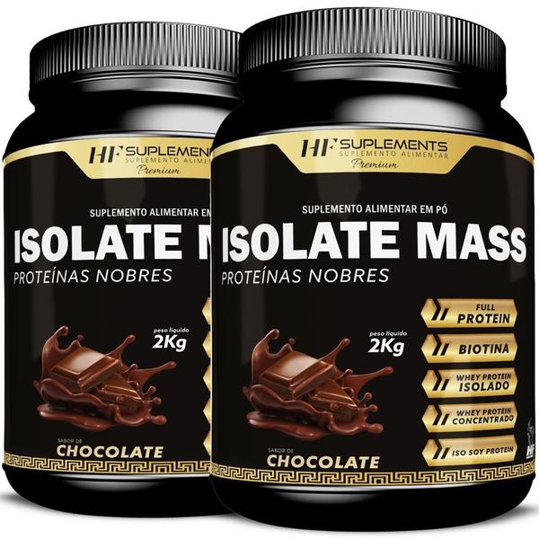 Imagem de Kit 2 ISOLATE MASS HIPERCALORICO PROTEINAS 2KG CHOCOLATE