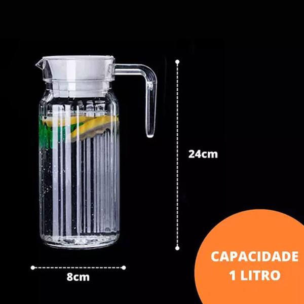 Imagem de Kit 2 Jarra 1 Litro C/tampa Para Água Suco Com Alça