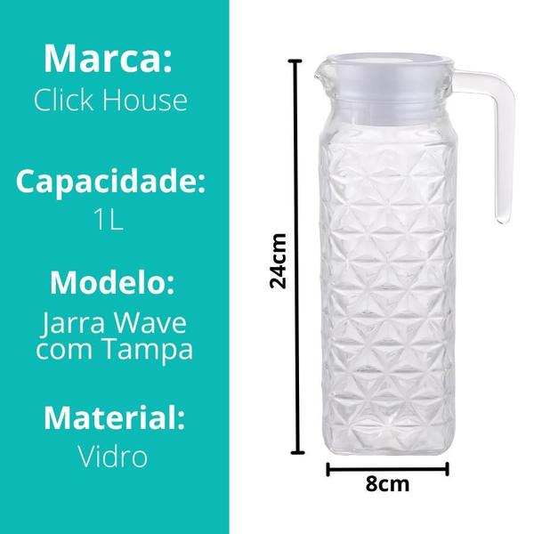 Imagem de Kit 2 Jarra De Vidro Premium Abacaxi Com Tampa Resistente Bebidas 1l