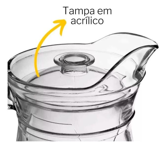 Kit 2 jarras de vidro com tampa 1.6 litros para suco agua - Original Imagem de Kit 2 jarras de vidro com tampa 1.6 litros para suco agua