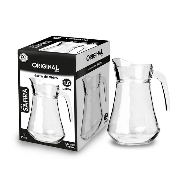 Kit 2 jarras de vidro com tampa 1.6 litros para suco agua - Original Imagem de Kit 2 jarras de vidro com tampa 1.6 litros para suco agua