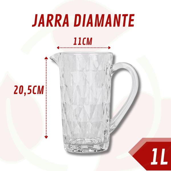 Imagem de Kit 2 Jarras Vidro Desenhado Diamante Transparente 1 L Moderno