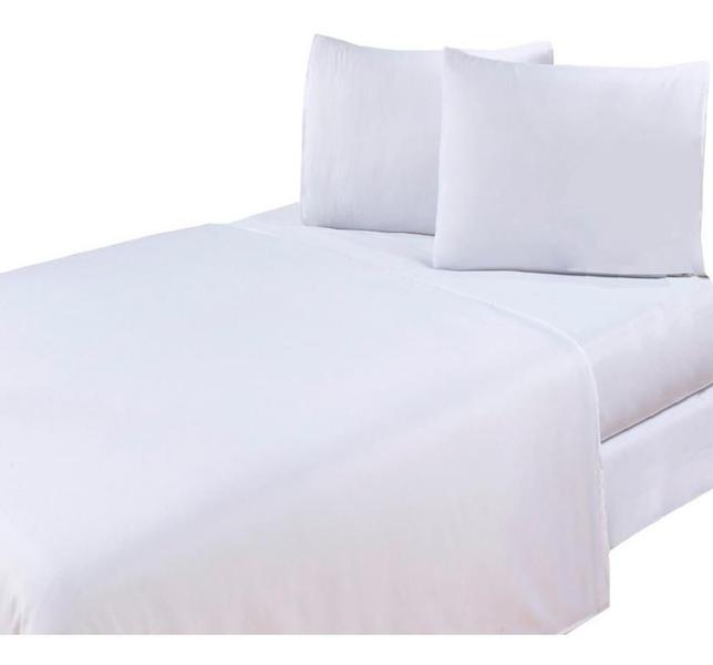 Imagem de Kit 2 Jogo Lençol Cama Casal Queen 4 Pcs Premium Branco