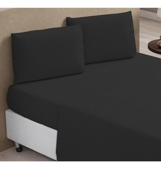 Imagem de Kit 2 Jogo Lençol Cama Casal Queen 4 Pcs Premium preto