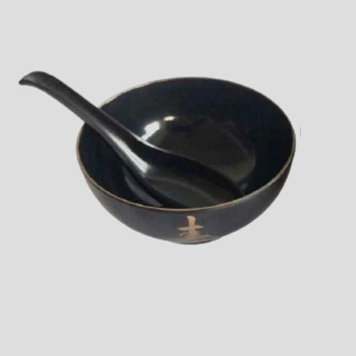 Imagem de Kit 2 Jogo Tigela Bowl Sopa Colher Gourmet Oriental Lengue Preto