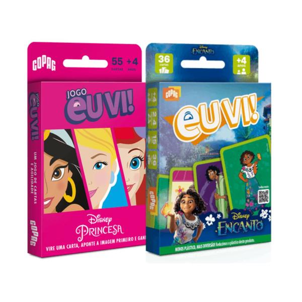 Imagem de Kit 2 Jogos Cartas Eu Vi Encanto e Princesas Disney Copag