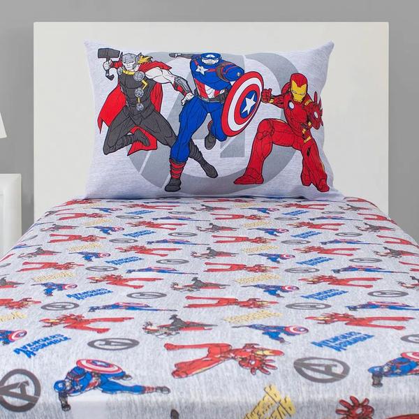 Imagem de Kit 2 Jogos de Cama Marvel Menino Homem Aranha Vingadores Infantil Algodão Solteiro