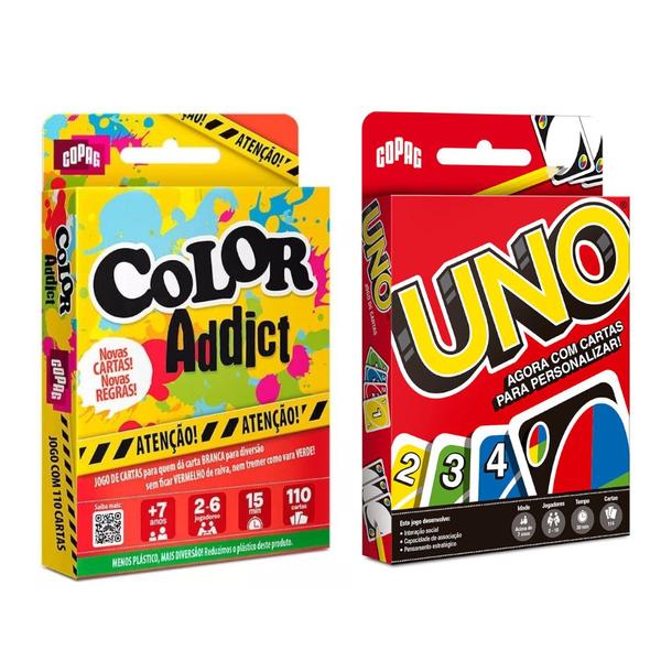 Imagem de Kit 2 Jogos de Cartas UNO e Color Addict Família e Amigos