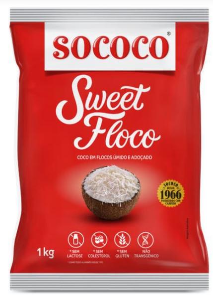 Imagem de Kit 2 kilos Coco Ralado Sococo Sweet Floco úmido e adoçado
