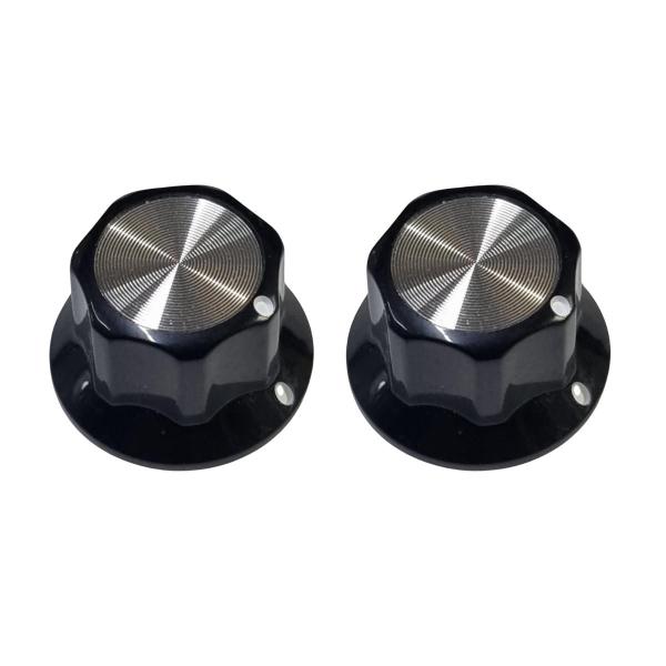 Imagem de Kit 2 Knob Estilo Moog Preto Aluminio Escovado Ronsani