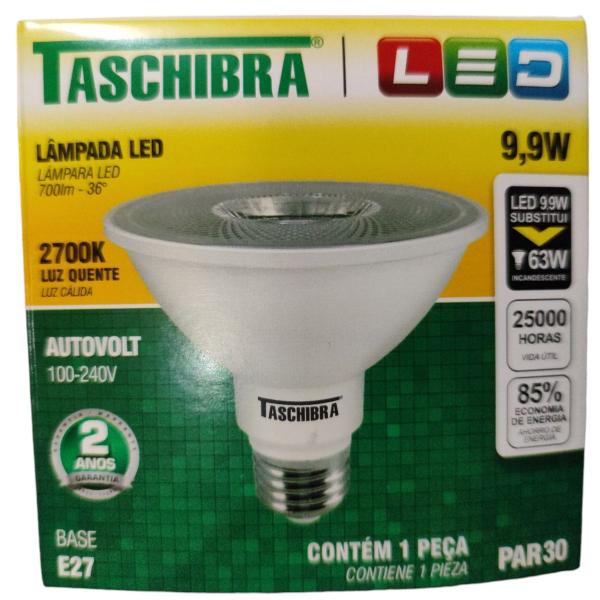 Kit 2 Lâmpada De Led Par30 9,9w 2700k Ip65 E27 Biv Taschibra Imagem de Kit 2 Lâmpada De Led Par30 9,9w 2700k Ip65 E27 Biv Taschibra