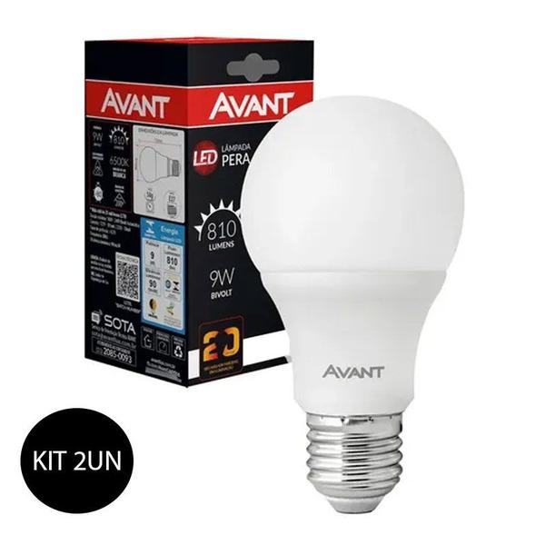 Imagem de Kit 2 Lâmpada Led 9w Bulbo Pêra 3000k Luz Amarela E27 Avant