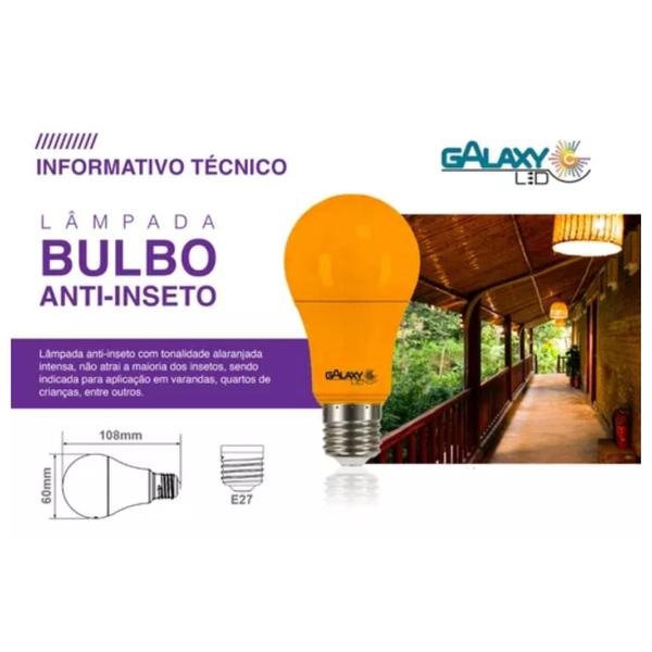 Imagem de Kit 2 Lâmpada Led A60 9w E27 Amarela Anti Inseto Mosquito