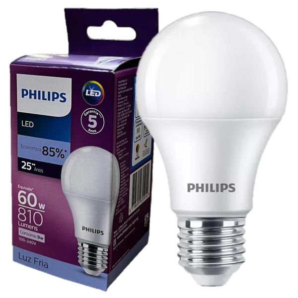 Imagem de Kit 2 Lampada Led Bulbo Philips 9w Branco Frio 6500K E27