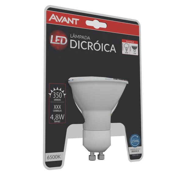 Imagem de Kit 2 Lampada Led Dicroica Mr16 Gu10 4,8w Branco Frio 6500k