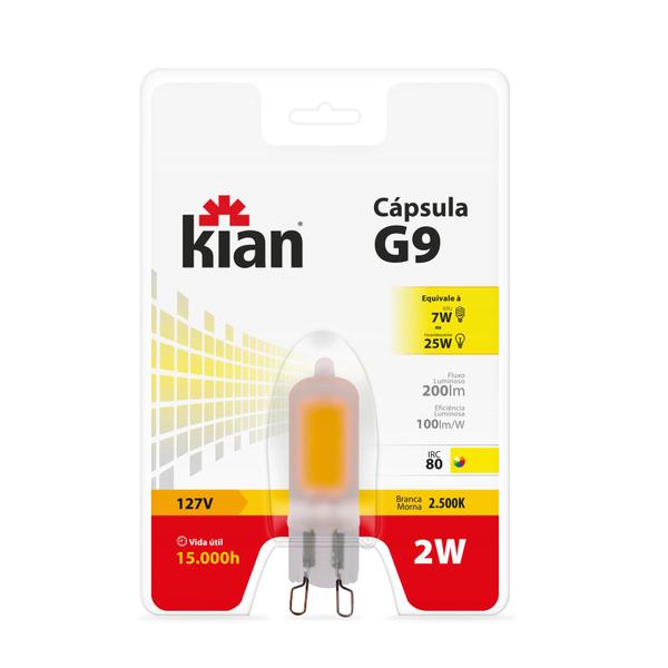 Imagem de Kit 2 lampada led halopim bipino g9 2w 2500k 220v kian top