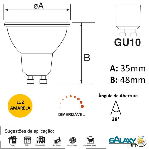 Imagem de Kit 2 Lampada Led Mini Dicroica MR11 4W Gu10 Dimerizavel 3000K 110V