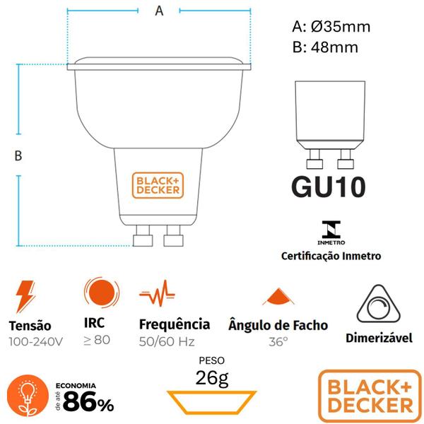 Imagem de Kit 2 Lampada Mini Dicroica MR11 3,5W Gu10 Dimerizavel 2700K