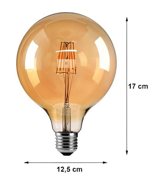 Imagem de Kit 2 Lâmpadas Âmbar de LED Filamento Bulbo Retrô 4W G125 110V/220V