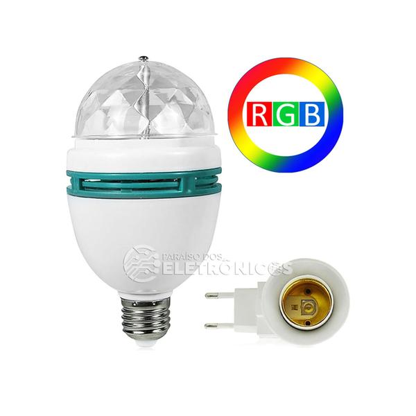 Imagem de Kit 2 Lâmpadas De LED RGB Giratória Potente Efeito Bola Maluca Para Festas Balada Bivolt DY81288