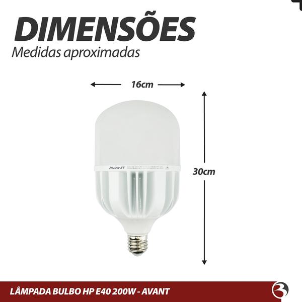 Imagem de Kit 2 Lâmpadas Hp Led Bulbo Luz Branco-frio 200w Bivolt Ip20 Áreas Grandes Avant