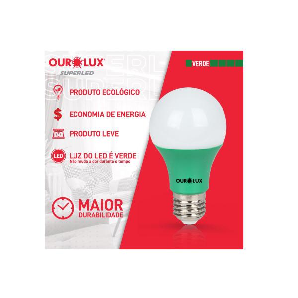 Imagem de Kit 2 Lâmpadas Led Colorida 7W A60 Bulbo E27 Luz Verde Ourolux