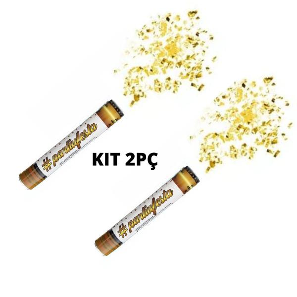Imagem de Kit 2 Lança Confetes Papel Metalizado Várias Cores