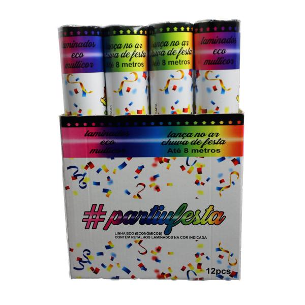 Imagem de Kit 2 Lança Confetes Papel Metalizado Várias Cores