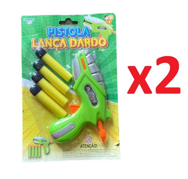 Imagem de Kit 2 Lançadores de Dardos Pistola c/ 4 Dardos Brinquedo