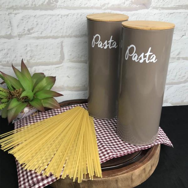 Imagem de Kit 2 Latas Porta Condimentos Pasta Potes Organizadores para Massas Canister Haus Concept Warm Gray