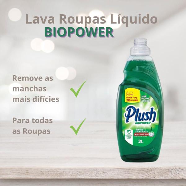 Imagem de Kit 2 Lava Roupas Líquido Biopower Sabão Plush Sanol 2L