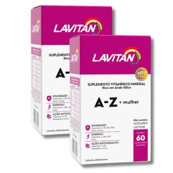 Imagem de Kit 2 Lavitan A-Z Mulher Suplemento Vitamínico Mineral 60 comprimidos Revestidos Cimed